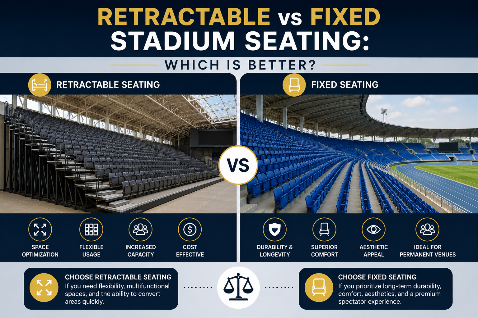 Retractable vs fixed stadium seating